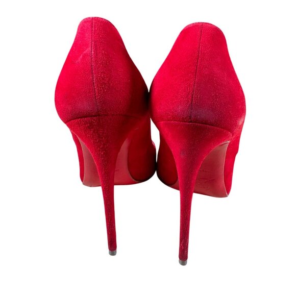 Christian Louboutin Pigalle Follies 100 Red Suede Oeillet Pump Heel Size EU 40 - Picture 10 of 10